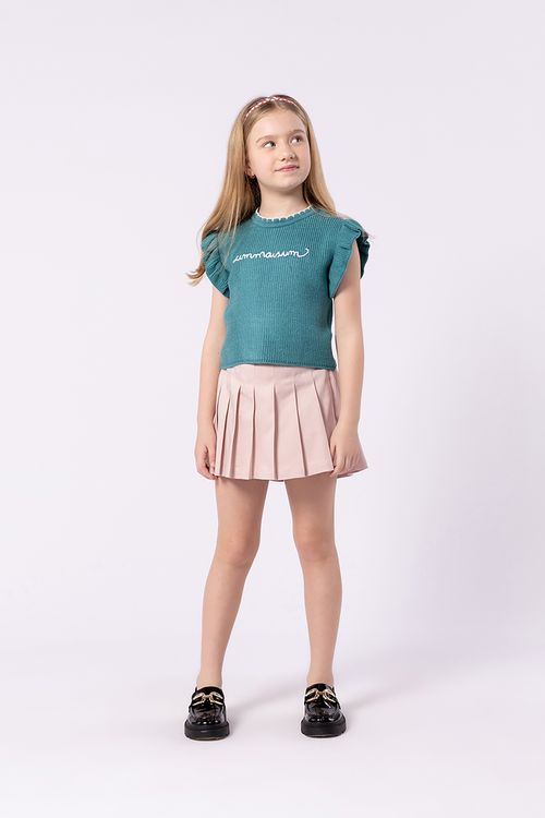 Top Cropped Infantil em Tricô