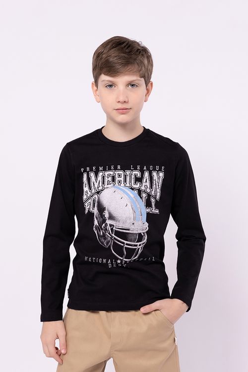Camiseta Infantil para Menino em Malha 100% Algodão com Estampa Tinta Toque Zero