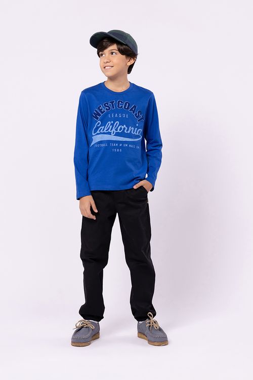 Camiseta Infantil para Menino em Malha 100% Algodão Silk com Textura