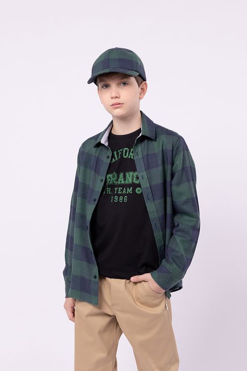 Camisa Infantil para Menino Xadrez Fio Tinto