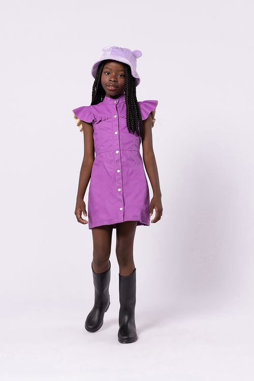Vestido jumper infantil para menina em couro