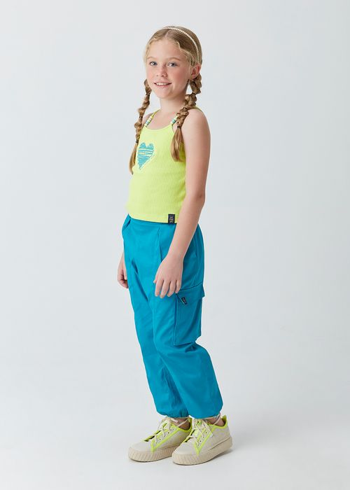 Calça Jogger Infantil para Menina com Bolso em Sarja Acetinada
