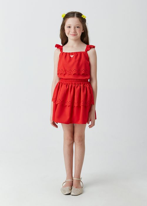 Conjunto Infantil para Menina Bata e Saia Short em Tricoline com Cortes a Laser