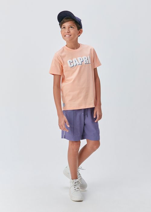 Camiseta Infantil para Menino em Malha 100% Algodão com Estampa Efeito Puff