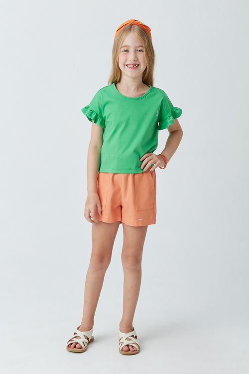 Short Clochard Infantil para Menina em sarja com Elástico na Cintura