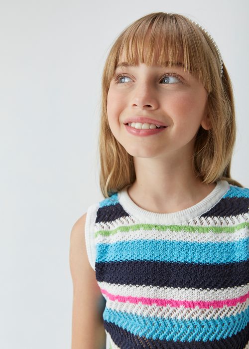 Top Infantil para Menina em Tricô Colorido