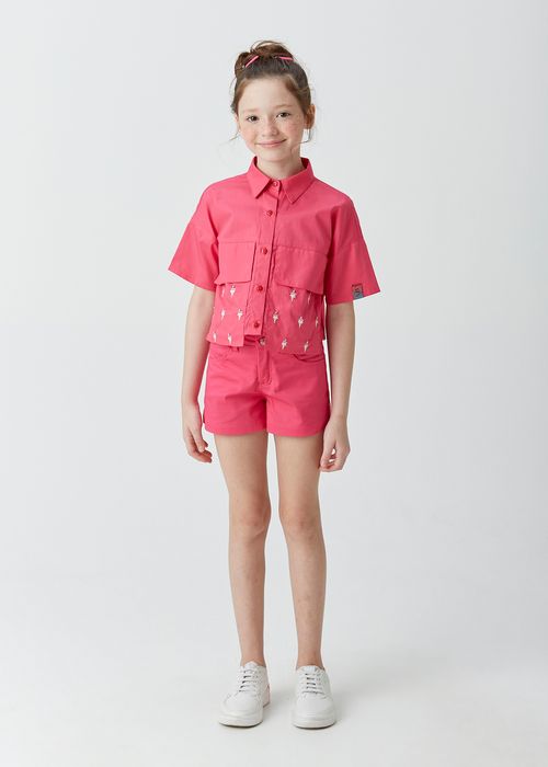 Short Infantil para Menina em Satin com Passantes