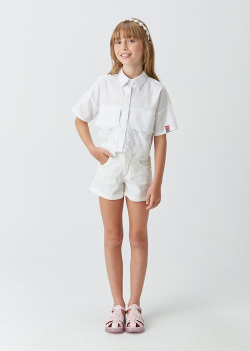 Short Infantil para Menina em Satin com Passantes