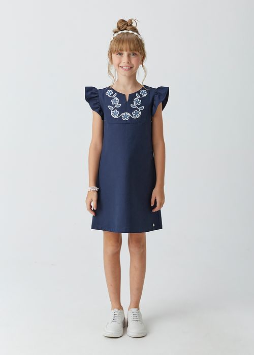 Vestido Jumper Infantil em Piquet com Bordado