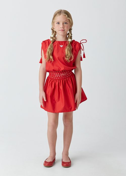 Conjunto Infantil para Menina Blusa e Saia-Short em Tricoline com Elástico com Glitter