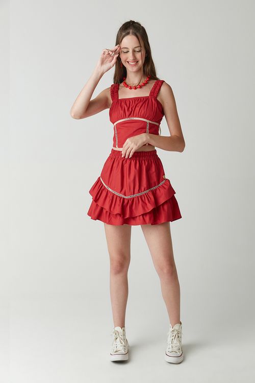 Saia-short Teen em Tricoline 100% Algodão