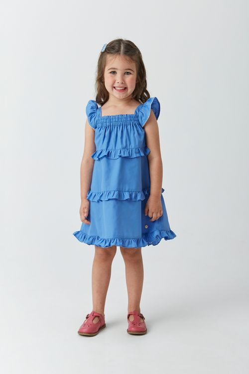 Vestido Midi Infantil em Tricoline com Recortes