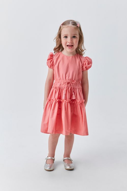 Vestido Infantil em Tricoline com Babados