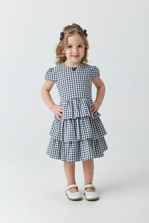 Vestido Infantil em Tricoline Xadrez