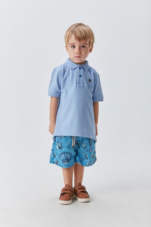 Short D'água Infantil para Menino em Nylon Estampado Sem Cueca