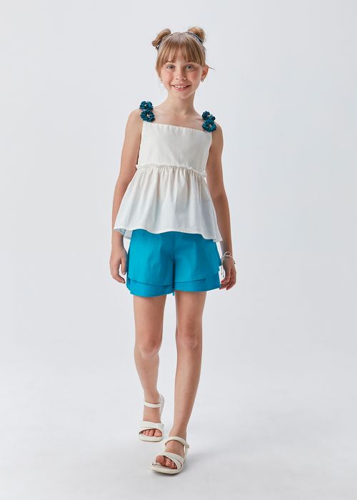 Short Infantil para Menina de Sarja Acetinada com 2 Camadas