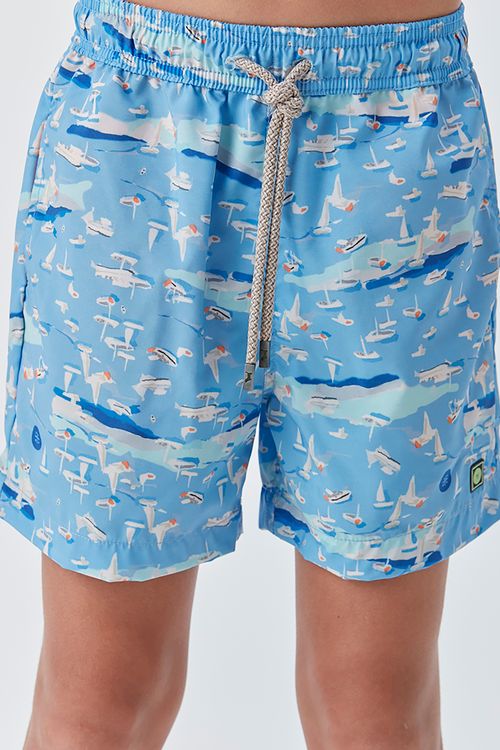 Short D'água Infantil de Nylon Estampado com Cueca para Menino