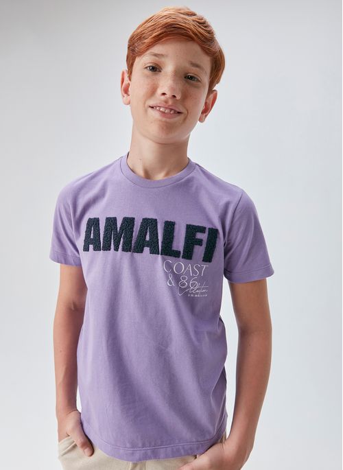 Camiseta Infantil para Menino de Malha 100% Algodão com Estampa Amalfi Aplique Texturizado