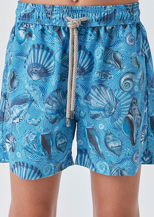 Short D'água Infantil de Nylon Estampado Praia para Menino com Cueca
