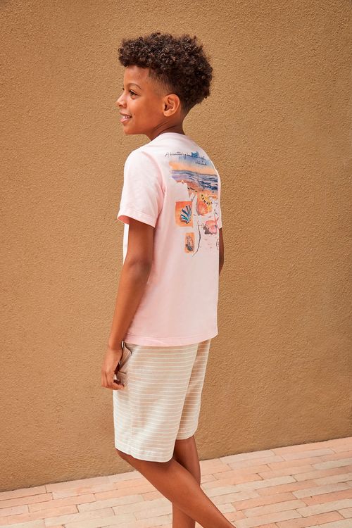 Camiseta Infantil para Menino em Malha 100% Algodão com Estampa Frente e Costas Quadricomia