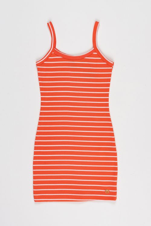 VEstido Teen de Malha CAnelada Listrada