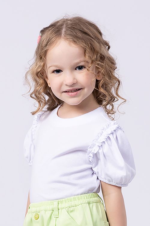 Camiseta Infantil para Menina de Malha com Babado
