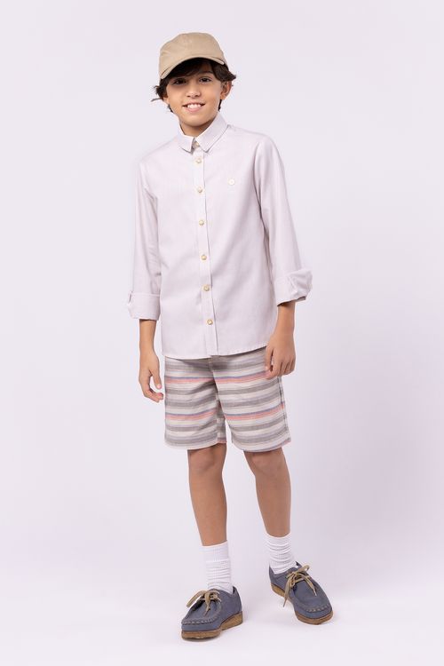 Camisa Social Básica Infantil de Chambray para Menino