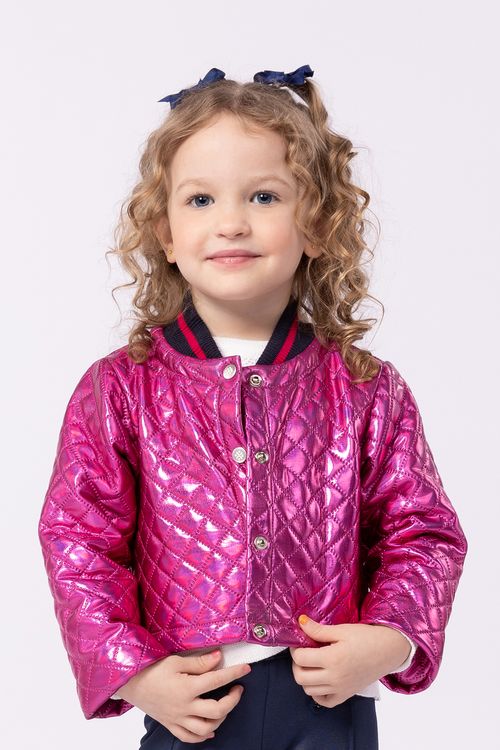 Jaqueta Puffer Infantil Metalizada para Menina