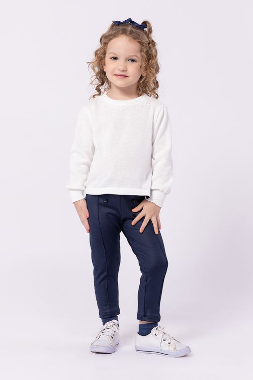 Calça Legging Infantil de Malha Resinada Felpada para Menina