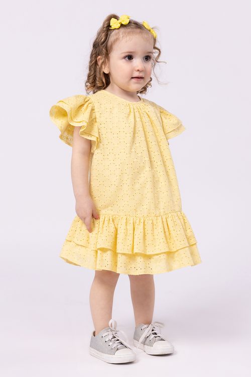 Vestido Infantil de Laise com Babados