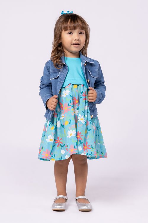 Jaqueta Infantil de Moletom Jeans para Menina