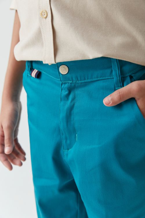 Bermuda Social Infantil de Sarja Acetina com Elastano para Menino