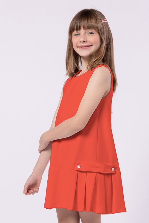 Vestido Infantil Cavado de Moletom com DEtalhe de Pala Lateral