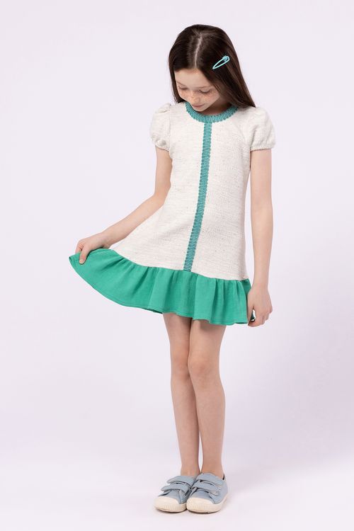 Vestido Jumper Infantil de Moletom com Bolinhas e Detalhe de Galão