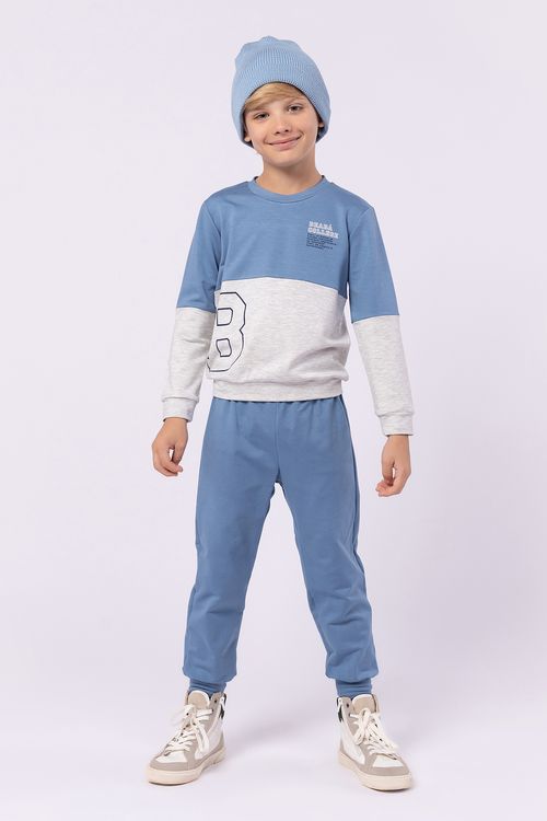 Conjunto Infantil Abrigo de Moletinho com Recortes e Silk para Menino