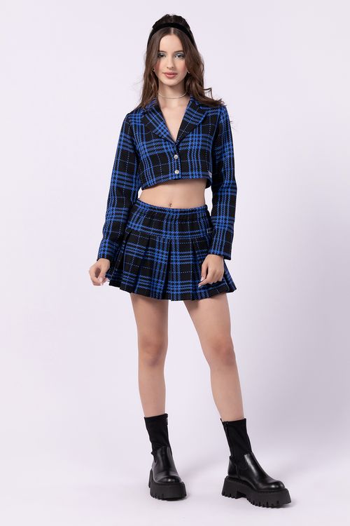 Saia-Short Teen Cintura Baixa de Tweed