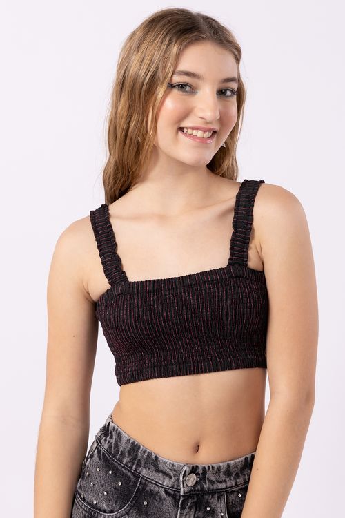 Top Teen de Malha Lurex com Lastex