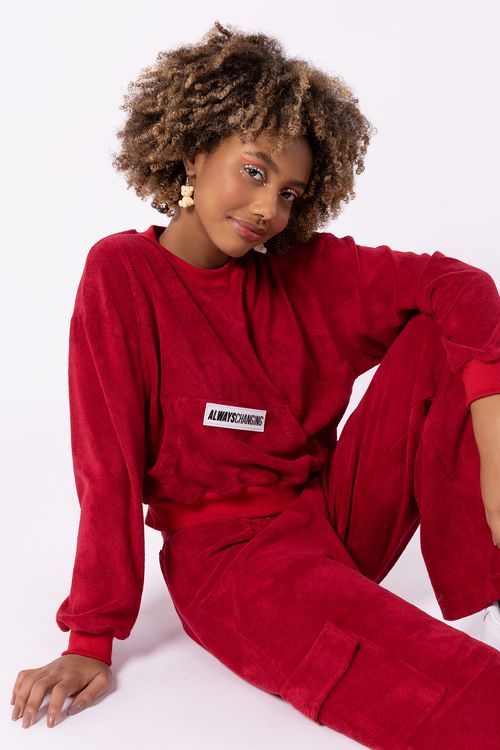 Blusa Cropped Teen de Moletom Felpado