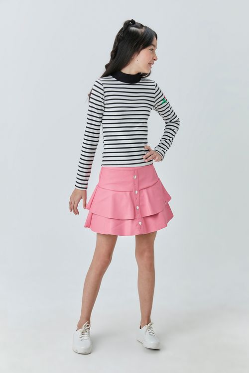 Blusa Infantil para Menina de Malha Canelada Listrada