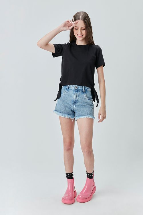 Short Teen Jeans Barra Desfiada