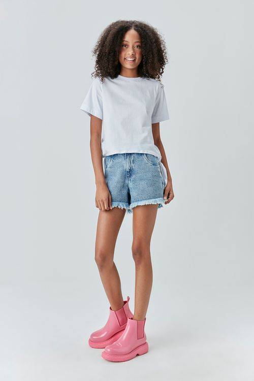 Blusa Cropped em Malha Detalhes Amaração nas Laterais