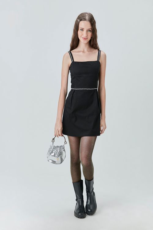 Vestido Teen Alfaiataria Acetinado com  Detalhes em Strass