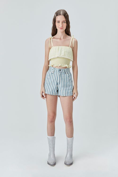 Short Teen em Sarja 100%  Algodão Listrado