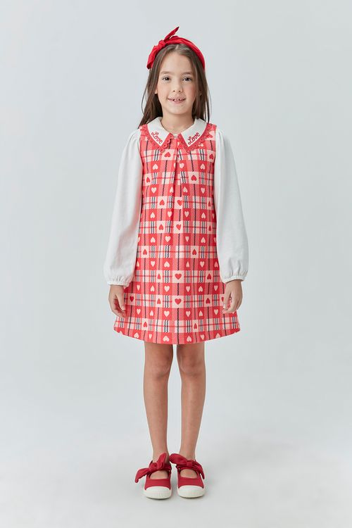Vestido em Jacquard Estampa Coração