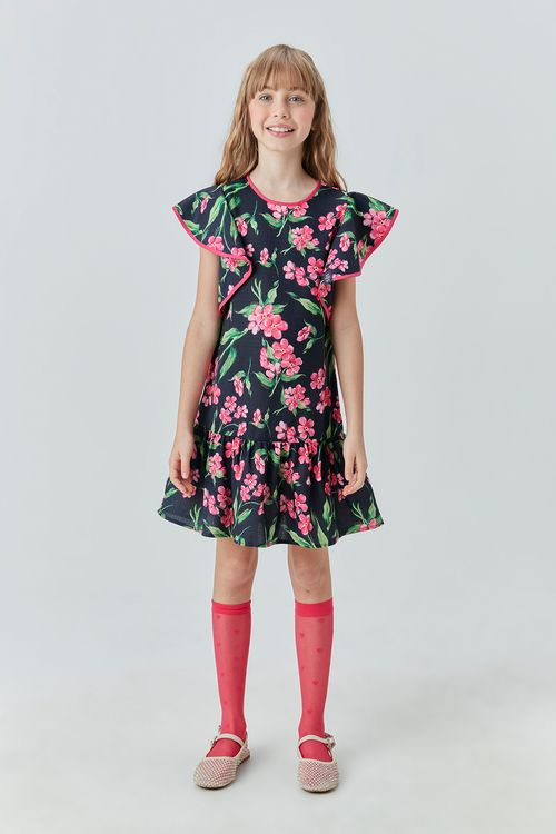Vestido Jumper Infantil de Tricoline Estampada