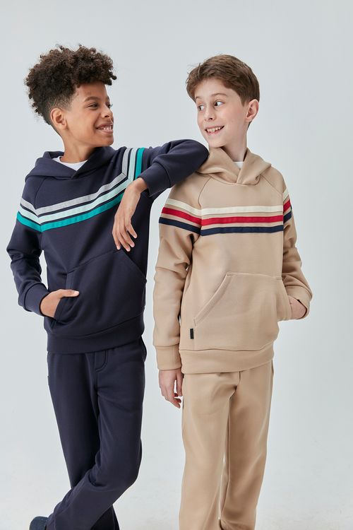 Blusa Abrigo Infantil de Moletom Felpado com Detalhe Cadarços