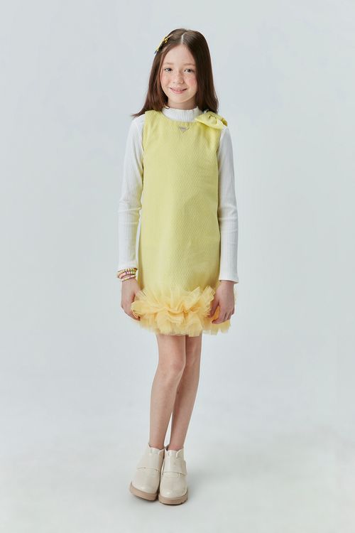 Blusa Básica Infantil para Menina de Malha Canelada com Babadinhos