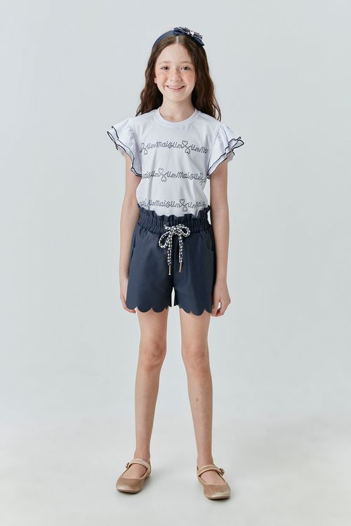 Camiseta Infantil para Menina de Malha com Strass