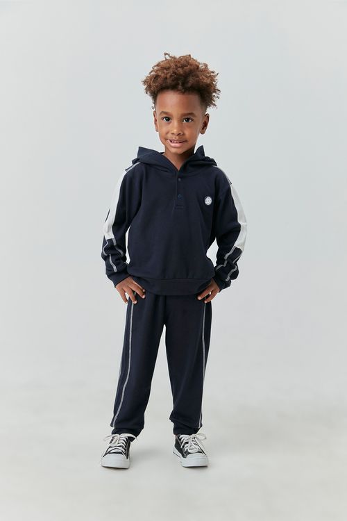 Conjunto Abrigo Infantil de Piquet com Lycha e Recortes na Manga