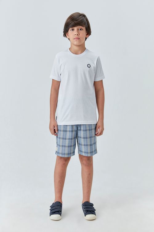 Bermuda Social Infantil para Menino Xadrez Fio Tinto